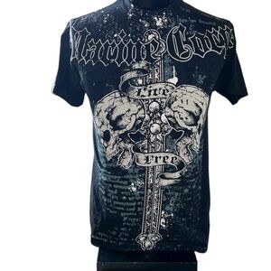 Black Ink Design Multicolor Black White Marine Corps Live Free T-Shirt - Men’s M